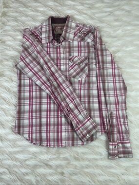Cowgirl Collection Western Shirt Women's S White Pink Plaid